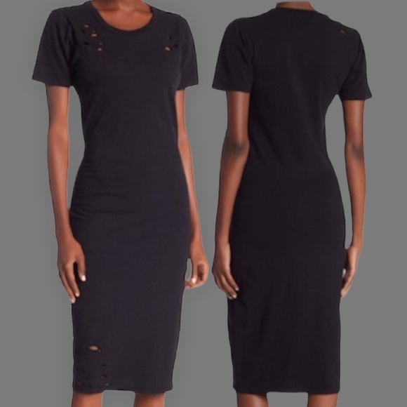 🆕Nordstrom’s ”Midnight” Distressed T-Shirt Dress - Picture 3 of 10